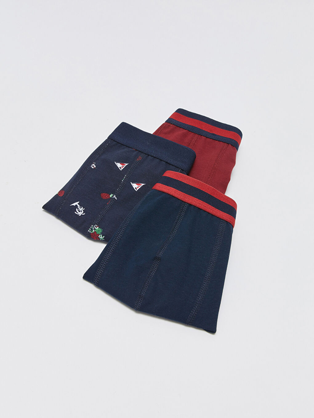 سراويل بوكسر قطن مطاطي بقصة عادية للرجال - ٣ قطع-1