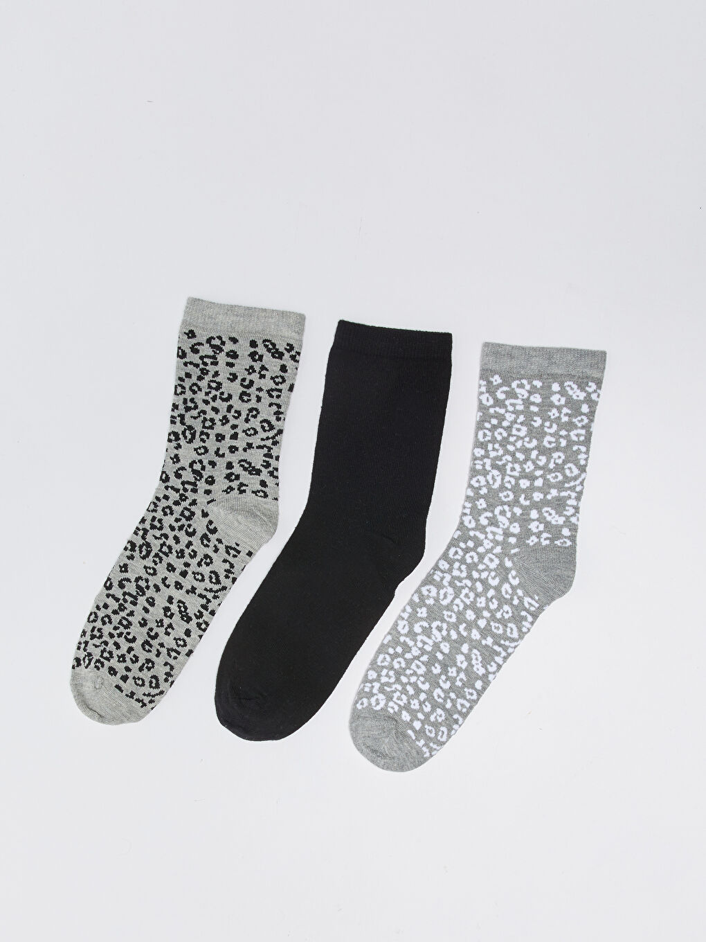 Gri Desenli Kadın Soket Çorap 3'lü