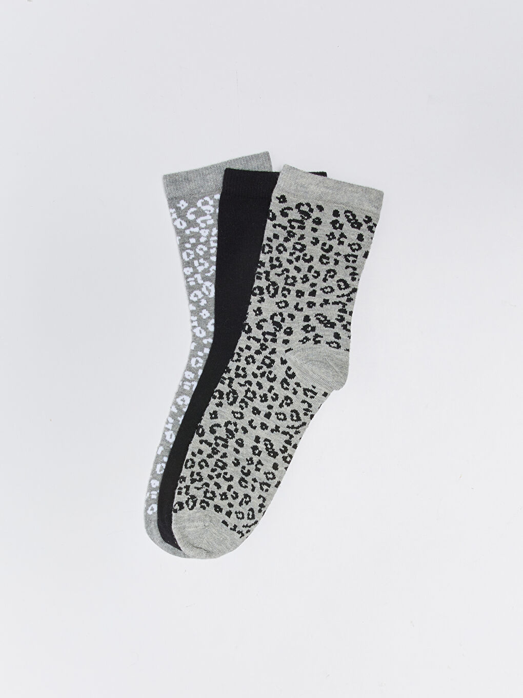 Gri Desenli Kadın Soket Çorap 3'lü-1