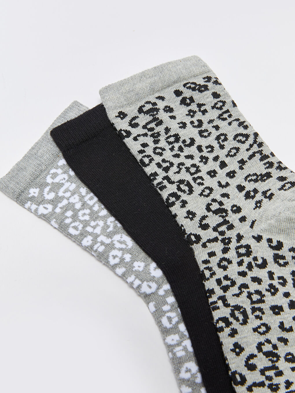Gri Desenli Kadın Soket Çorap 3'lü-2
