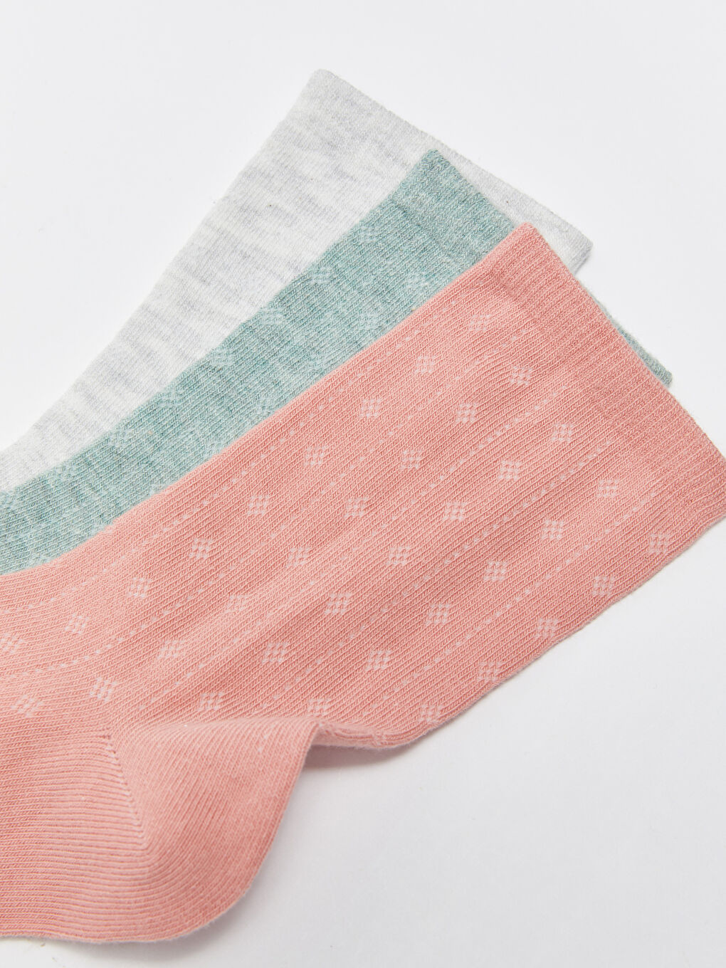 Yeşil Kendinden Desenli Kadın Soket Çorap 3'lü-2