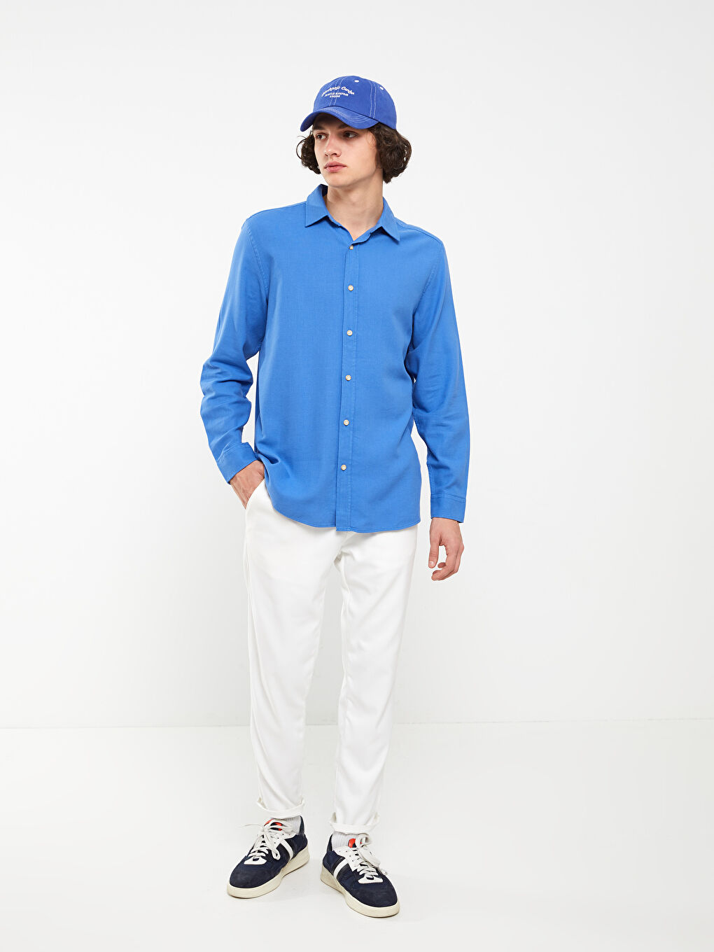 Regular Fit Long Sleeve Gabardine Men's Shirt -S33258Z8-SVS