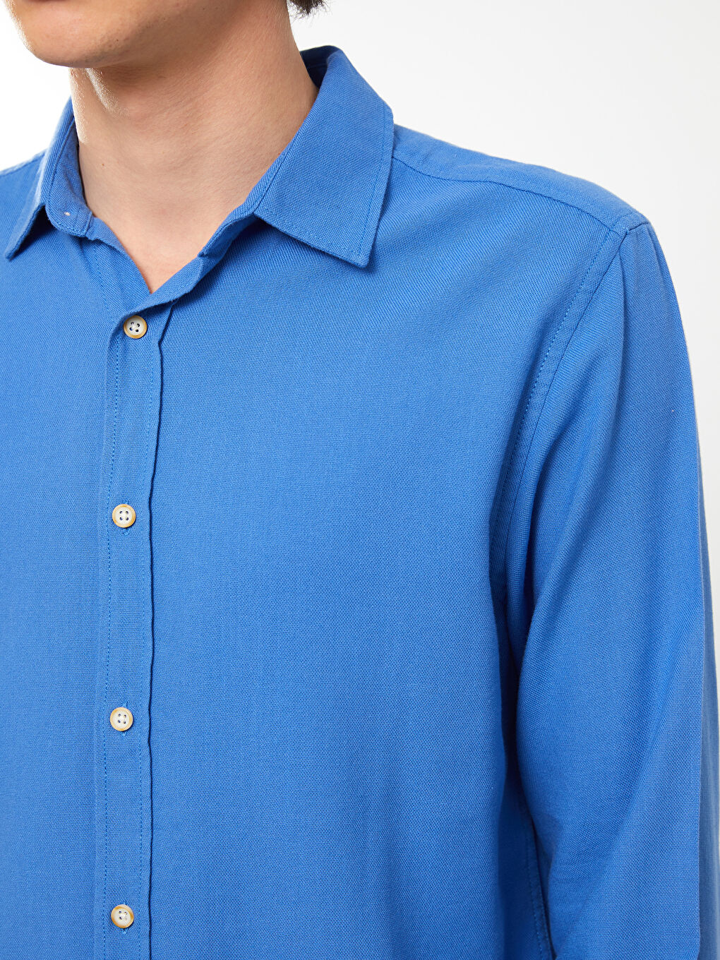 Regular Fit Long Sleeve Gabardine Men's Shirt -S33258Z8-SVS