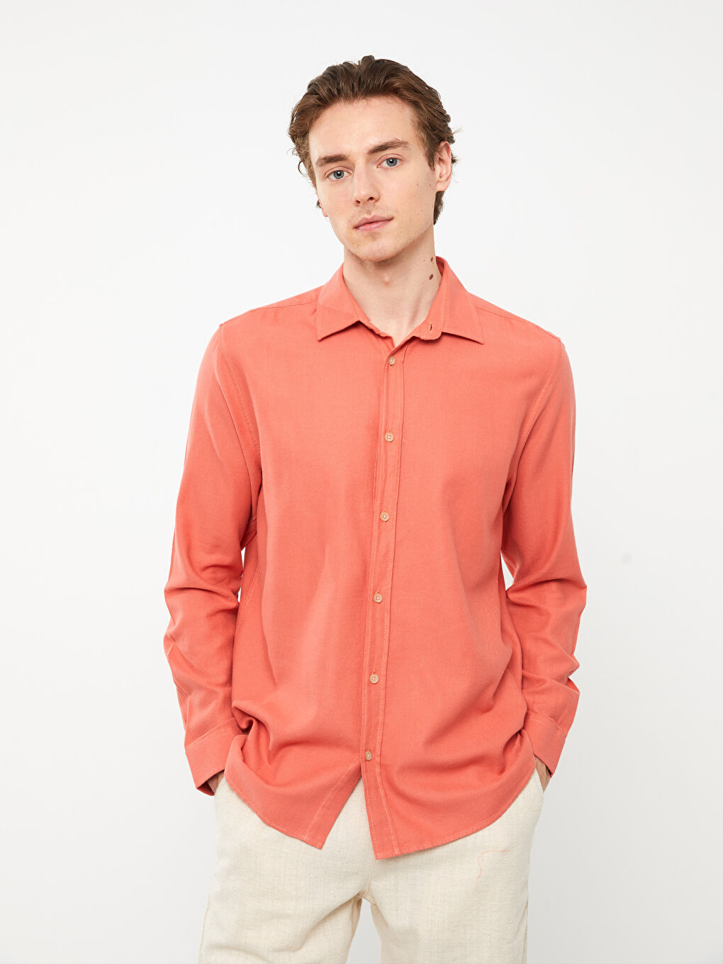 Regular Fit Long Sleeve Gabardine Men's Shirt