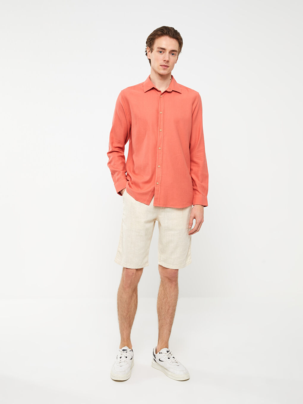 Regular Fit Long Sleeve Gabardine Men's Shirt-2
