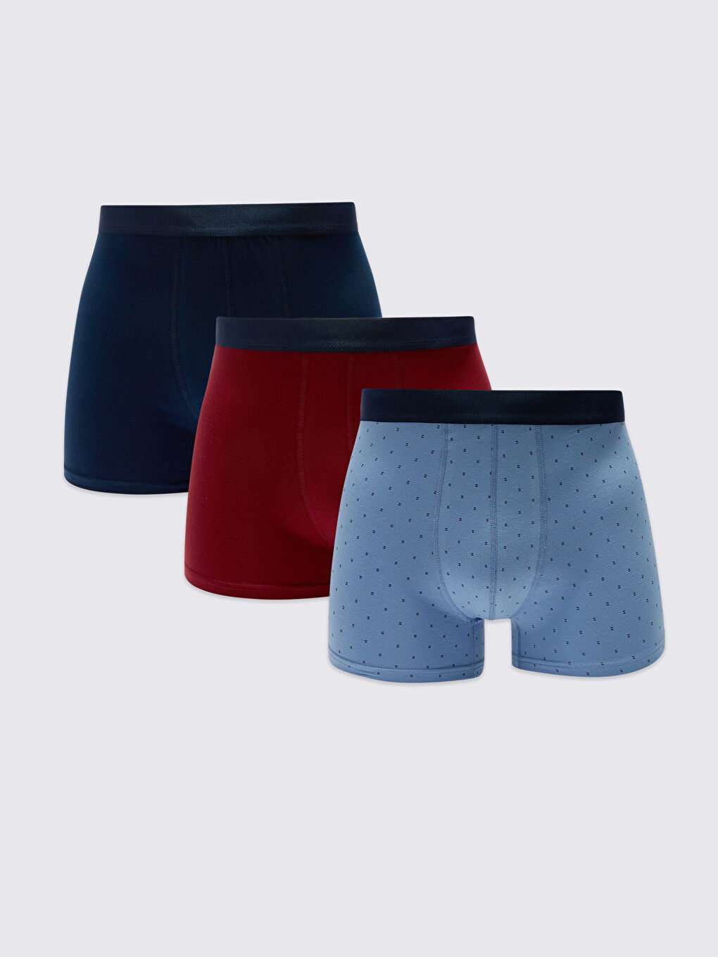 Mavi Standart Kalıp Pamuklu Esnek Erkek Boxer 3'lü