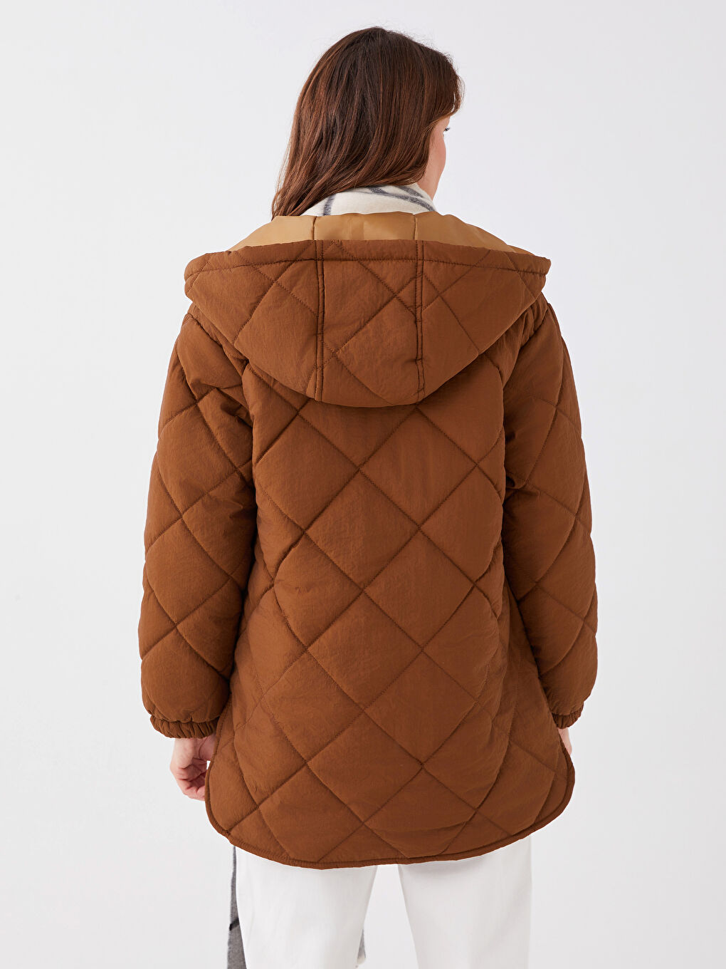 معطف منتفخ مبطّن بنقشة بكابوش كم طويل للسيدات-6