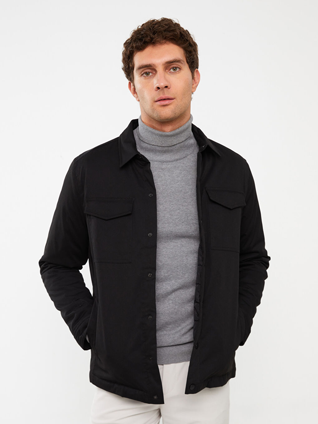 Standard Pattern Shirt Collar Men's Coat -S33270Z8-CVL