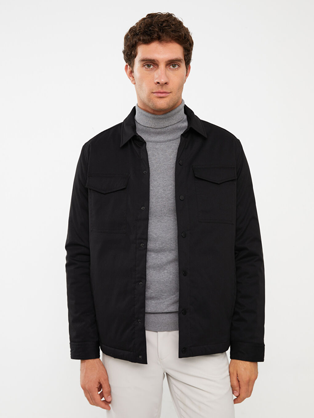 Standard Pattern Shirt Collar Men's Coat -S33270Z8-CVL