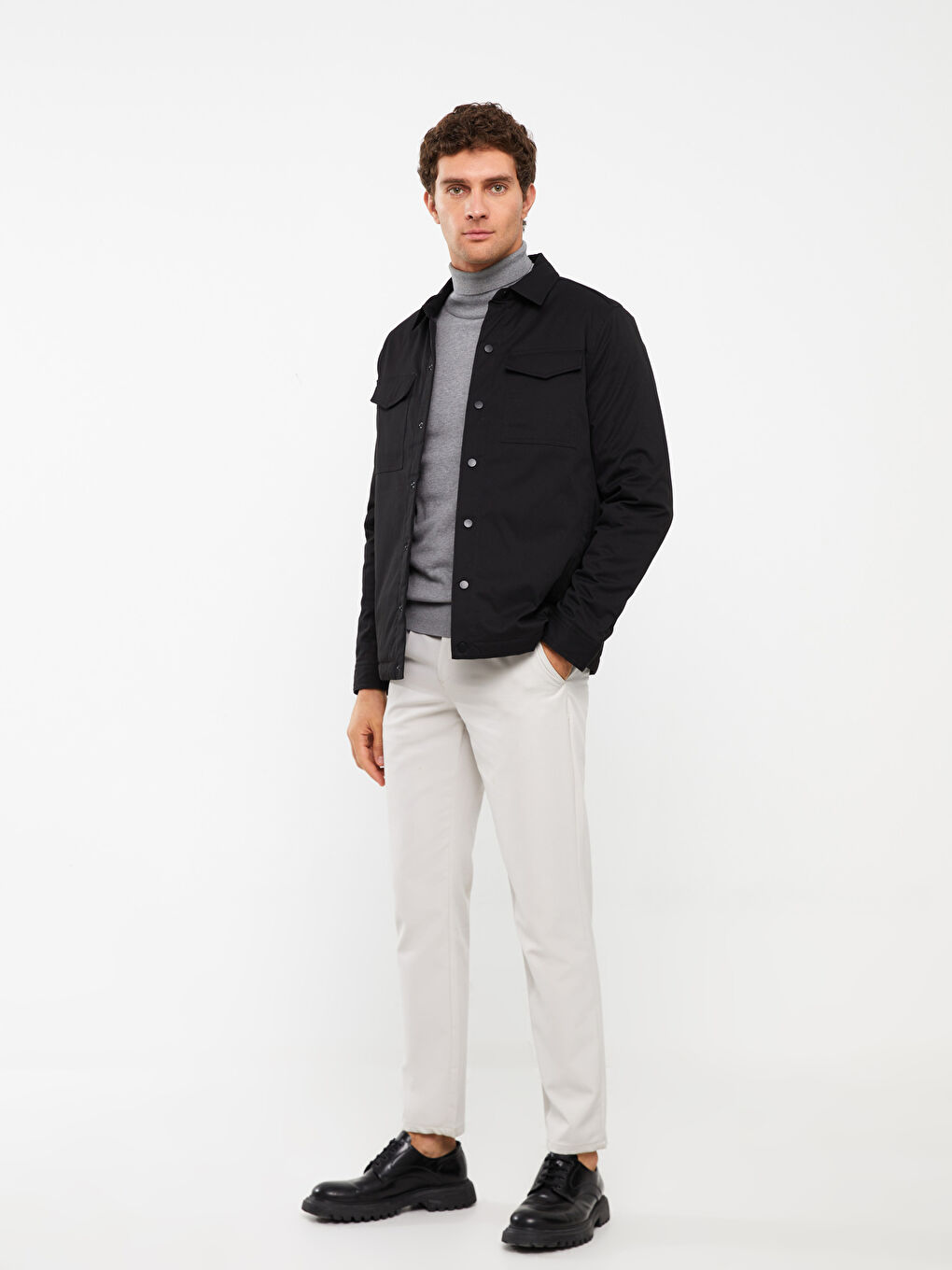 Standard Pattern Shirt Collar Men's Coat -S33270Z8-CVL