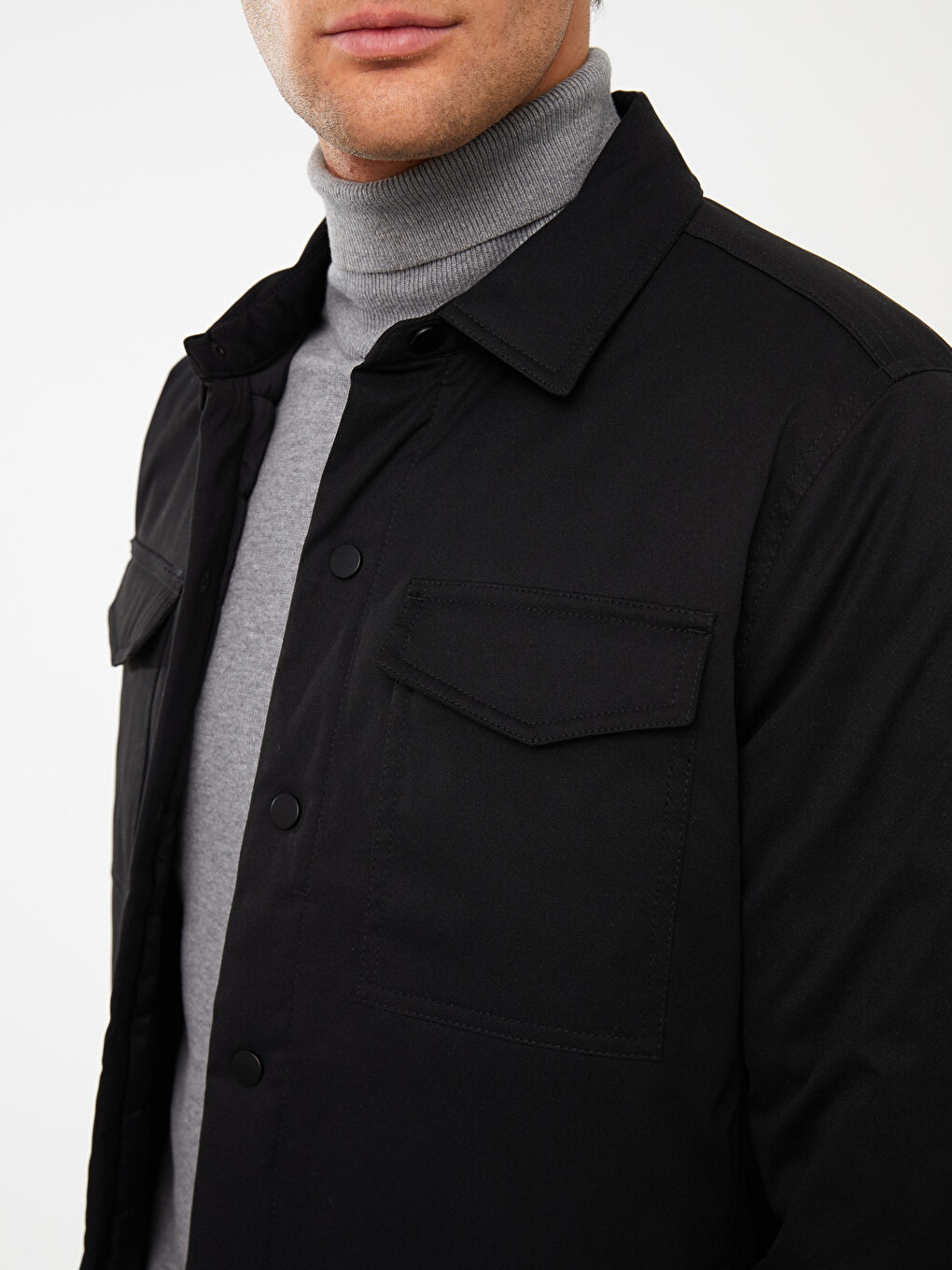 Standard Pattern Shirt Collar Men's Coat -S33270Z8-CVL
