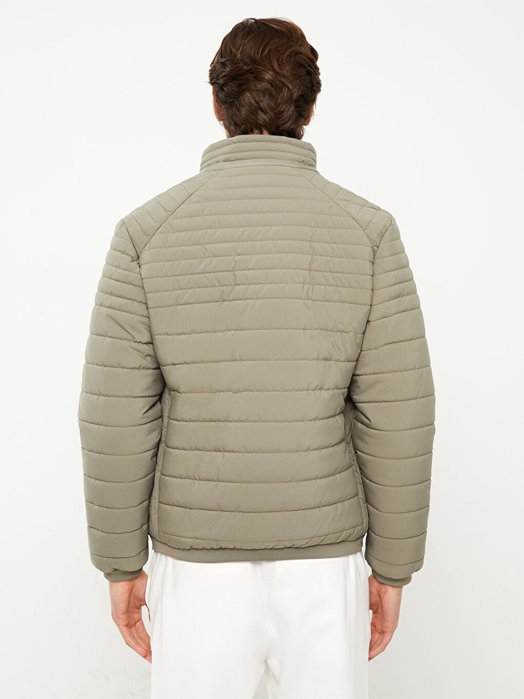 Yeşil Standart Kalıp Dik Yaka Erkek Şişme Mont-4