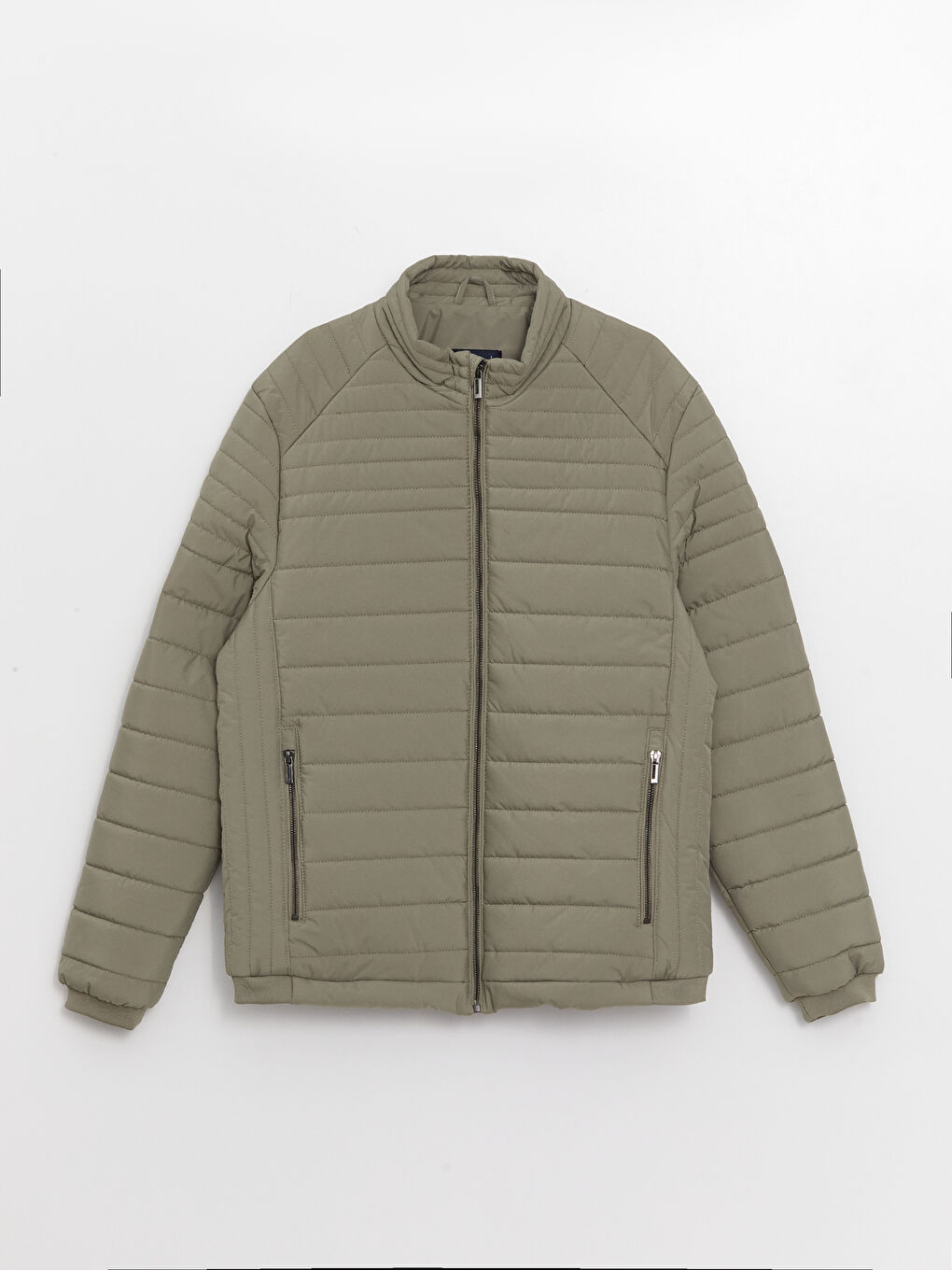 Yeşil Standart Kalıp Dik Yaka Erkek Şişme Mont-5