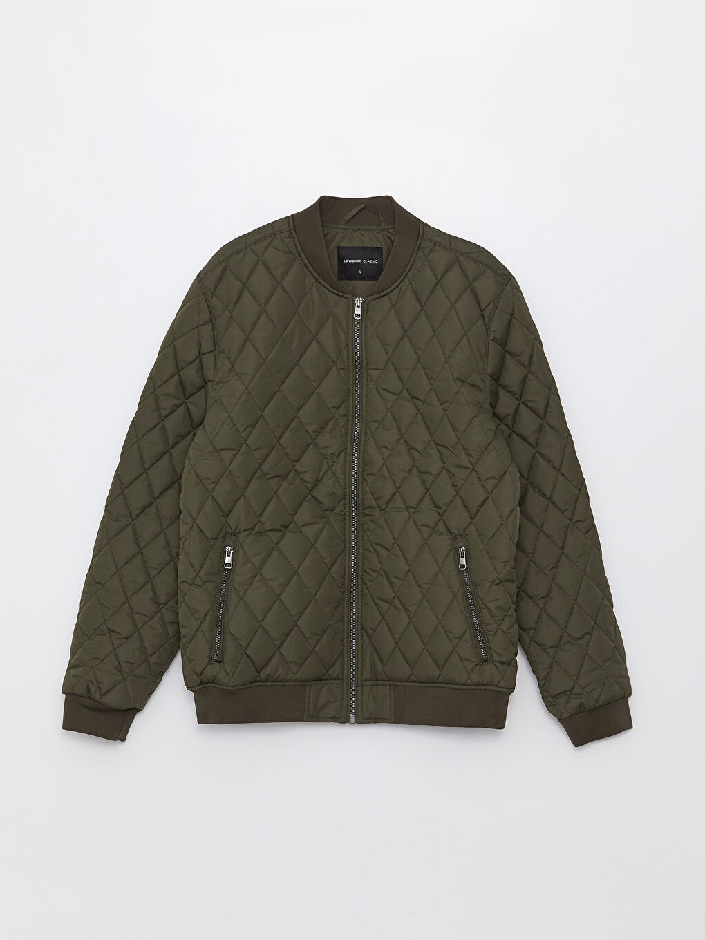 Haki Standart Kalıp Kolej Yaka Erkek Bomber Mont-5