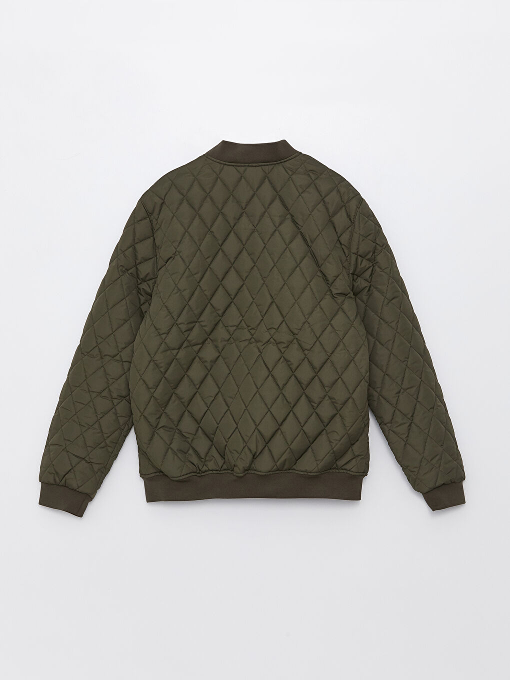 Haki Standart Kalıp Kolej Yaka Erkek Bomber Mont-6