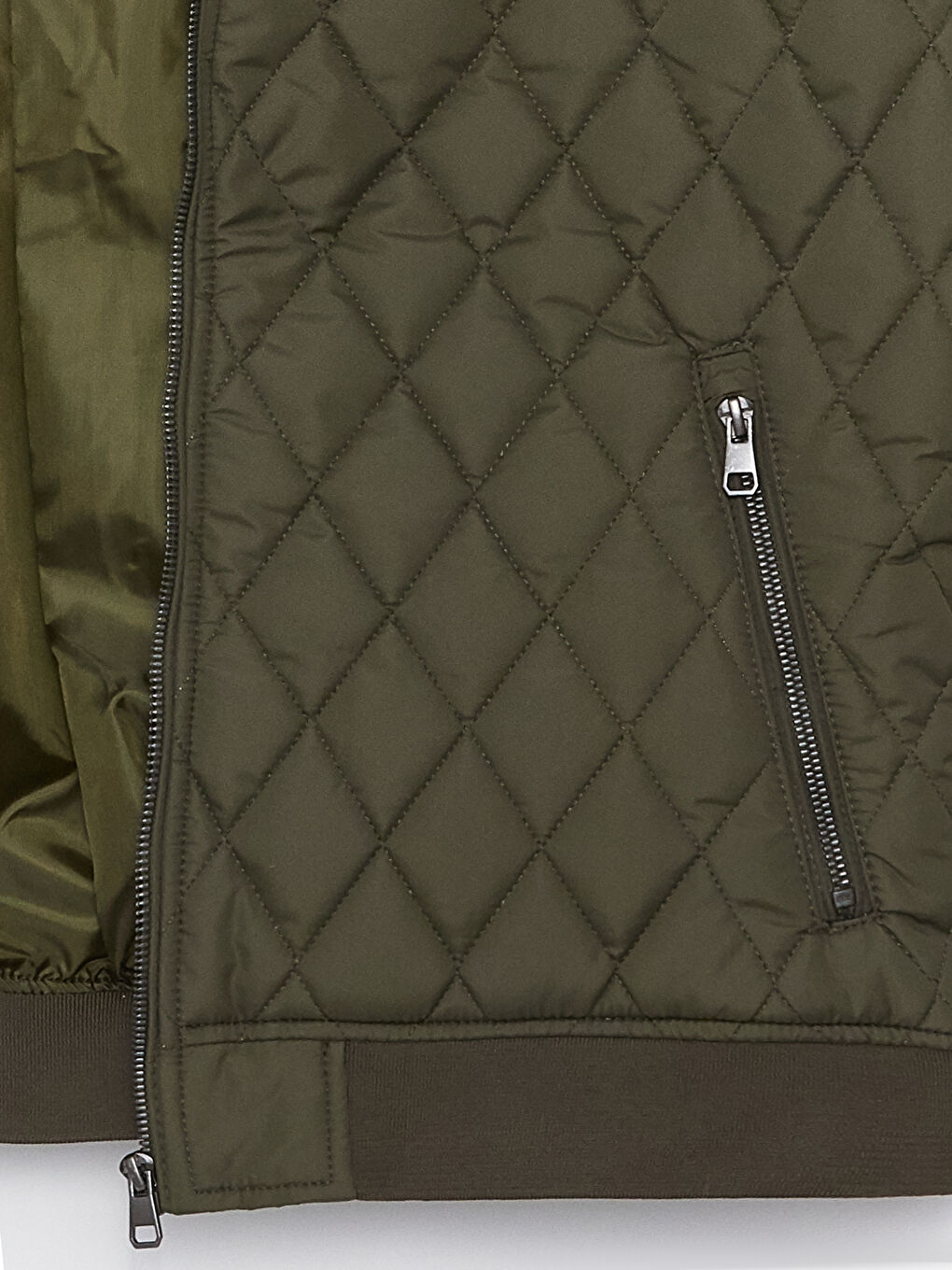 Haki Standart Kalıp Kolej Yaka Erkek Bomber Mont-7