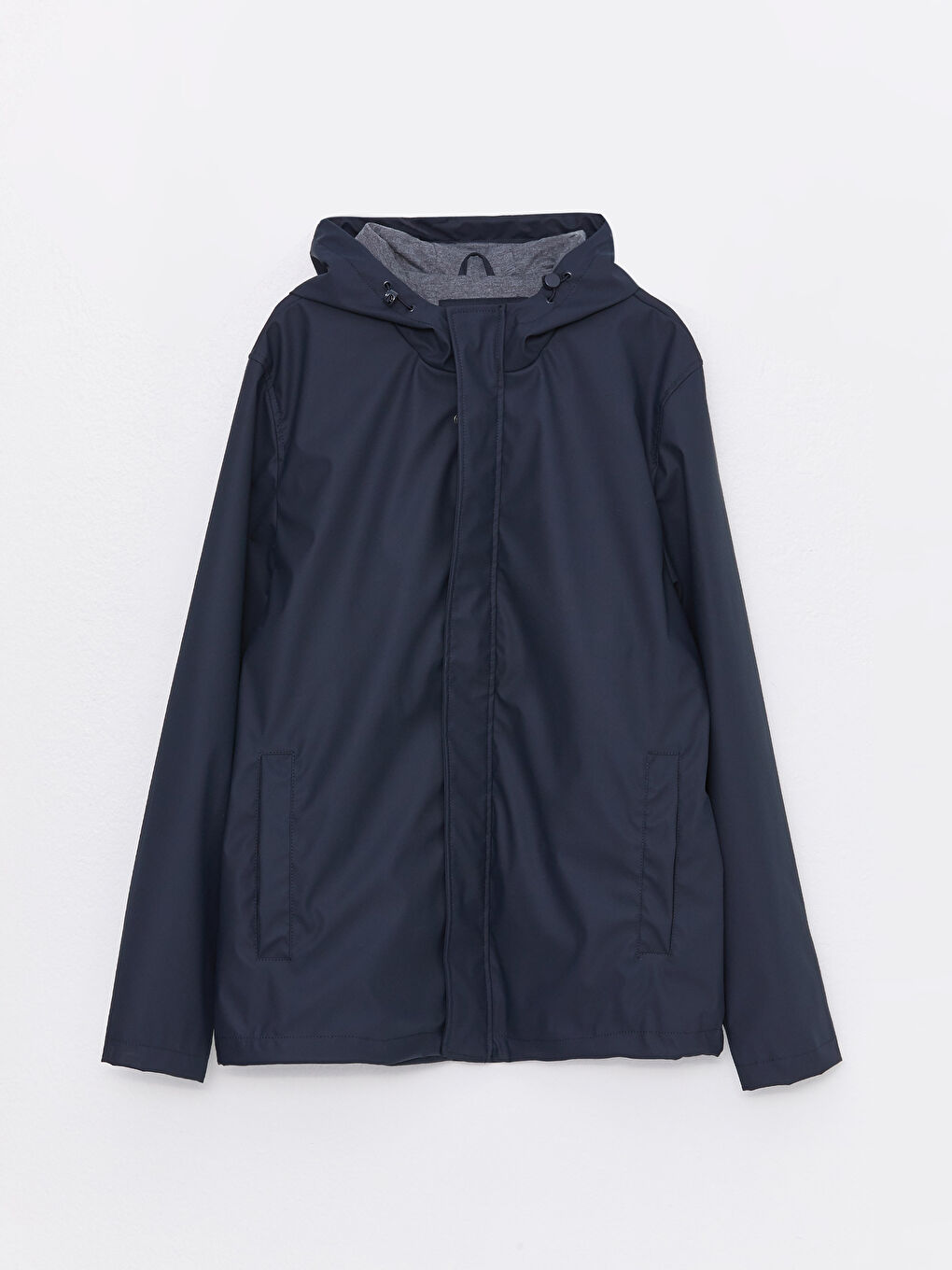 Lacivert Standart Kalıp Kapüşonlu Erkek Yağmurluk-5