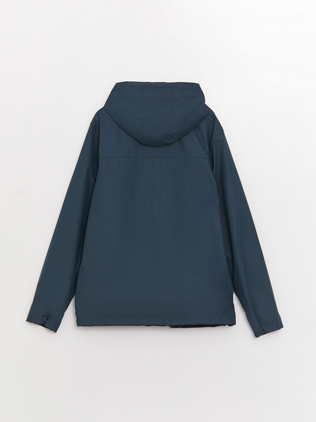 Gri Standart Kalıp Kapüşonlu Erkek Yağmurluk-7