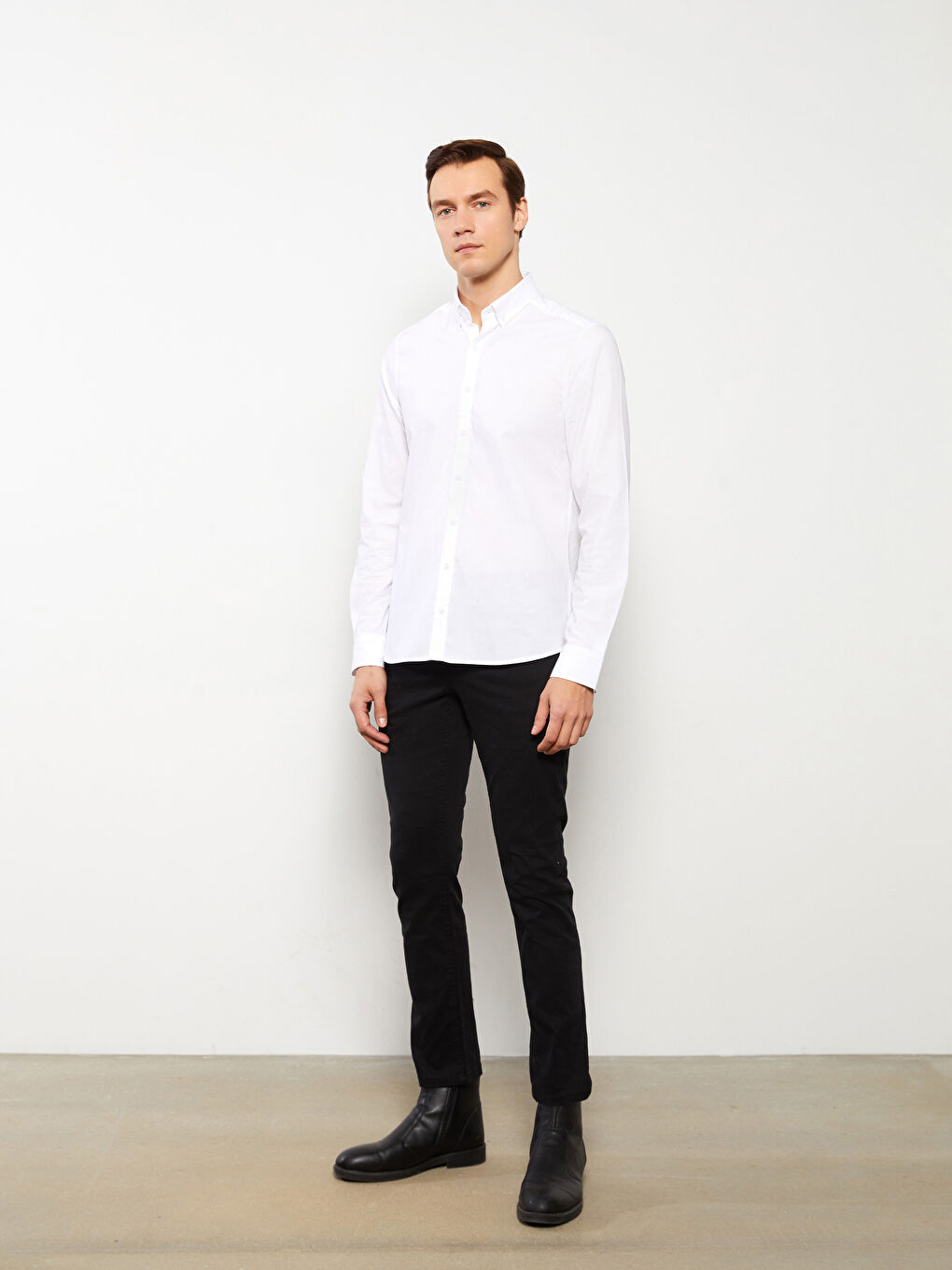 Рубашка мужская слим-фит с длинным рукавом из оксфорда-2