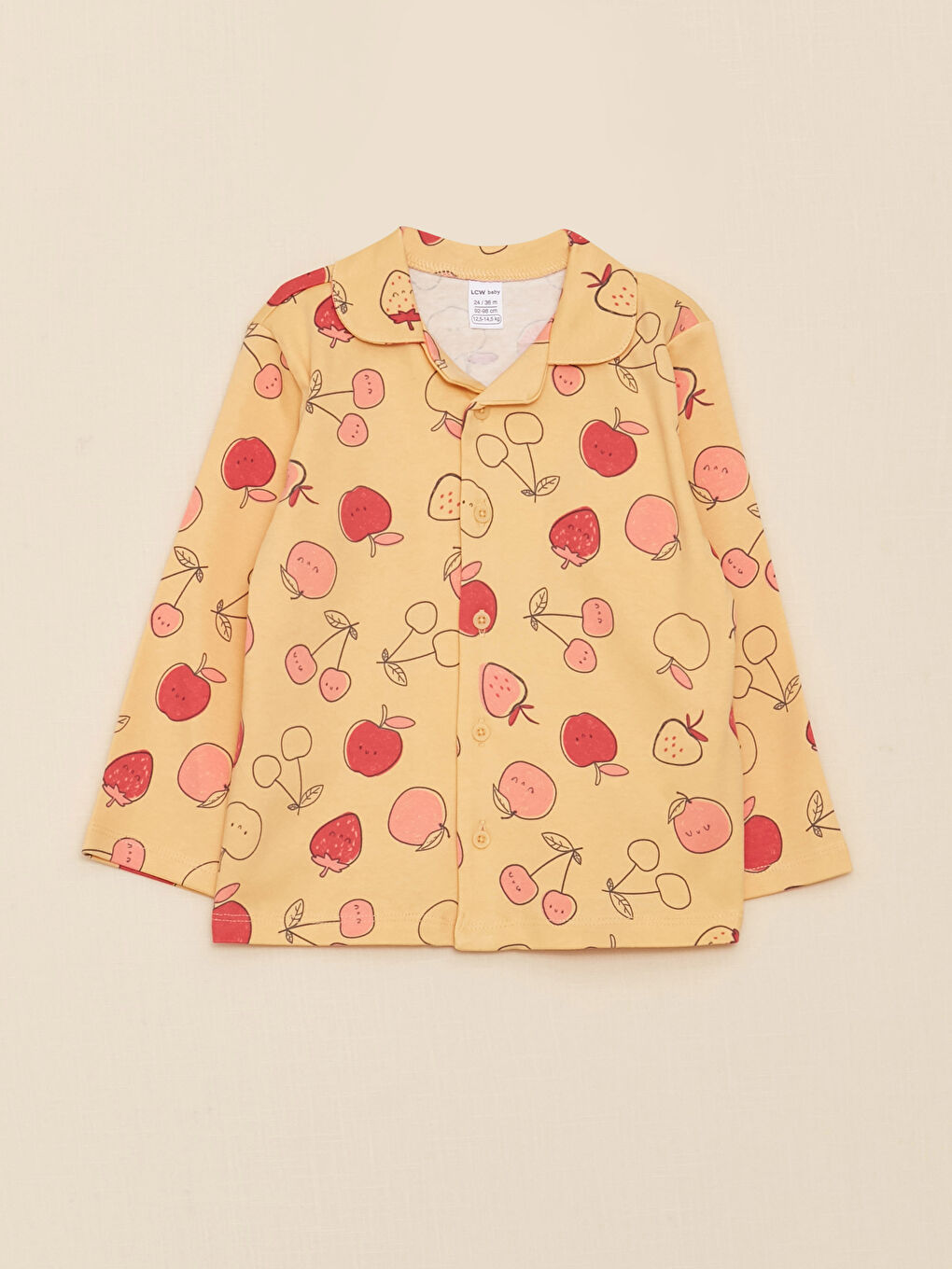 Polo Neck Long Sleeve Printed Baby Girl Pajama Set-1