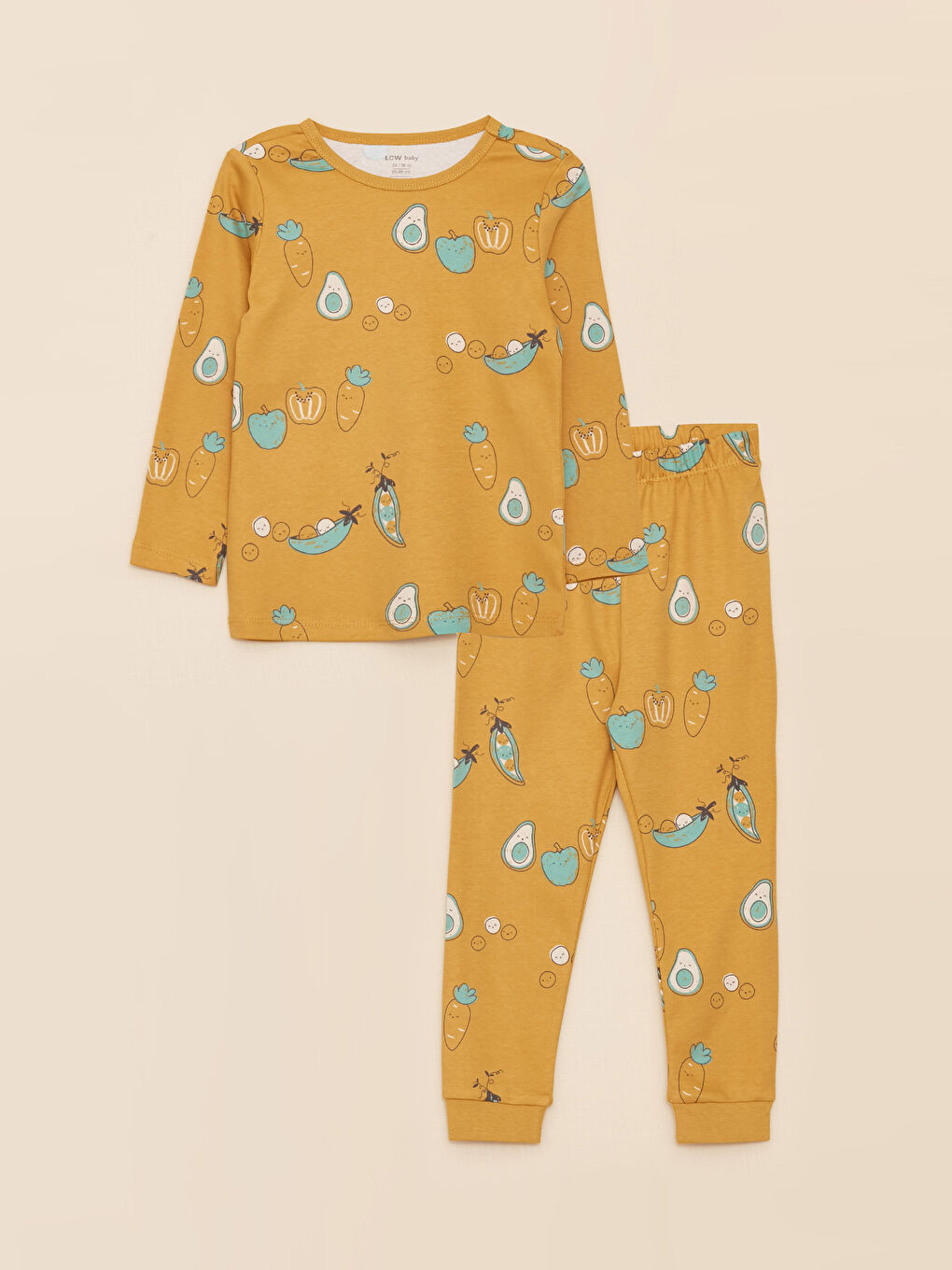 Crew Neck Long Sleeve Printed Baby Boy Pajama Set