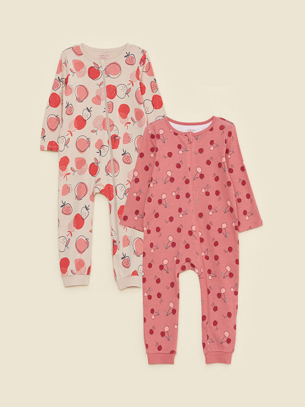 LC Waikiki Kombinezon za bebe devojčice sa okruglim izrezom, dugim rukavima, štampan, 2-pakovanja -S33348Z1-LQB