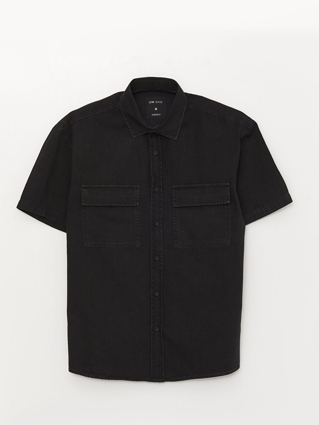 Relaxed Fit Short Sleeve Men's Denim Shirt-5