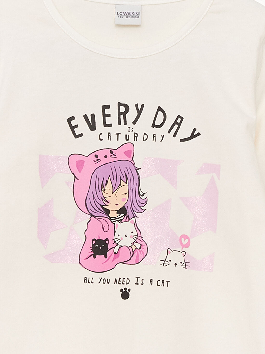 Crew Neck Printed Long Sleeve Girls' T-Shirt-2