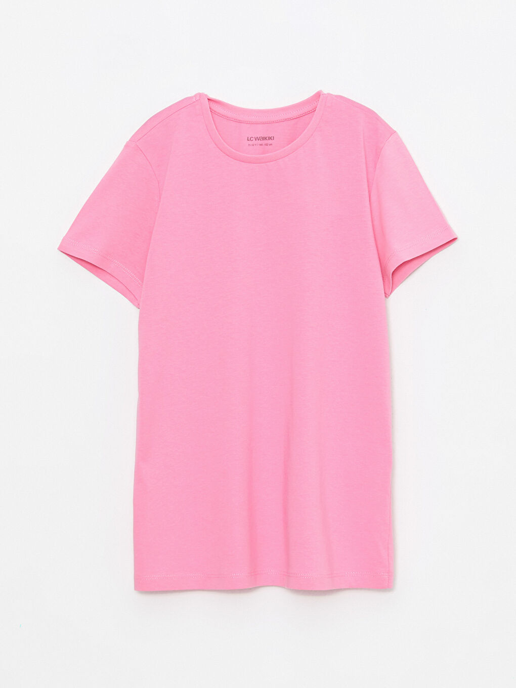 Tricou Basic cu Guler Rotund și Mânecă Scurtă din Bumbac pentru Fete