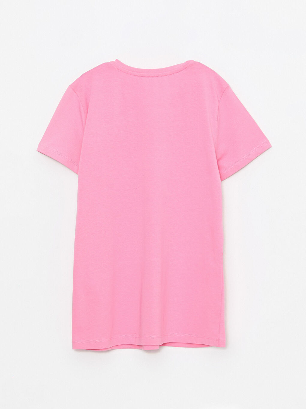 Tricou Basic cu Guler Rotund și Mânecă Scurtă din Bumbac pentru Fete-1