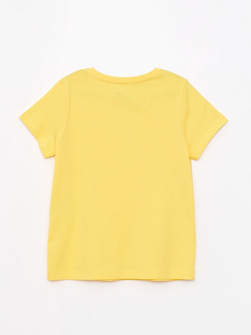 Sarı Bisiklet Yaka Basic Kısa Kollu Pamuklu Kız Çocuk Tişört-1