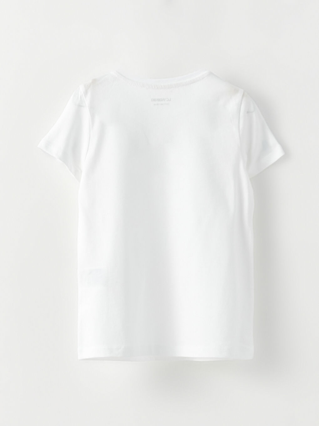 Beyaz Bisiklet Yaka Basic Kısa Kollu Pamuklu Kız Çocuk Tişört-1