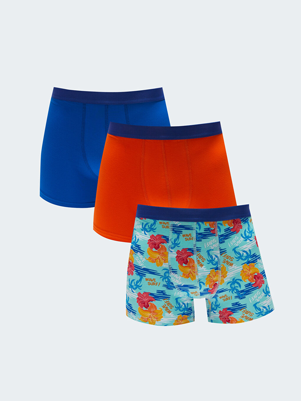 سراويل بوكسر قطن مطاطي بقصة عادية للرجال - ٣ قطع