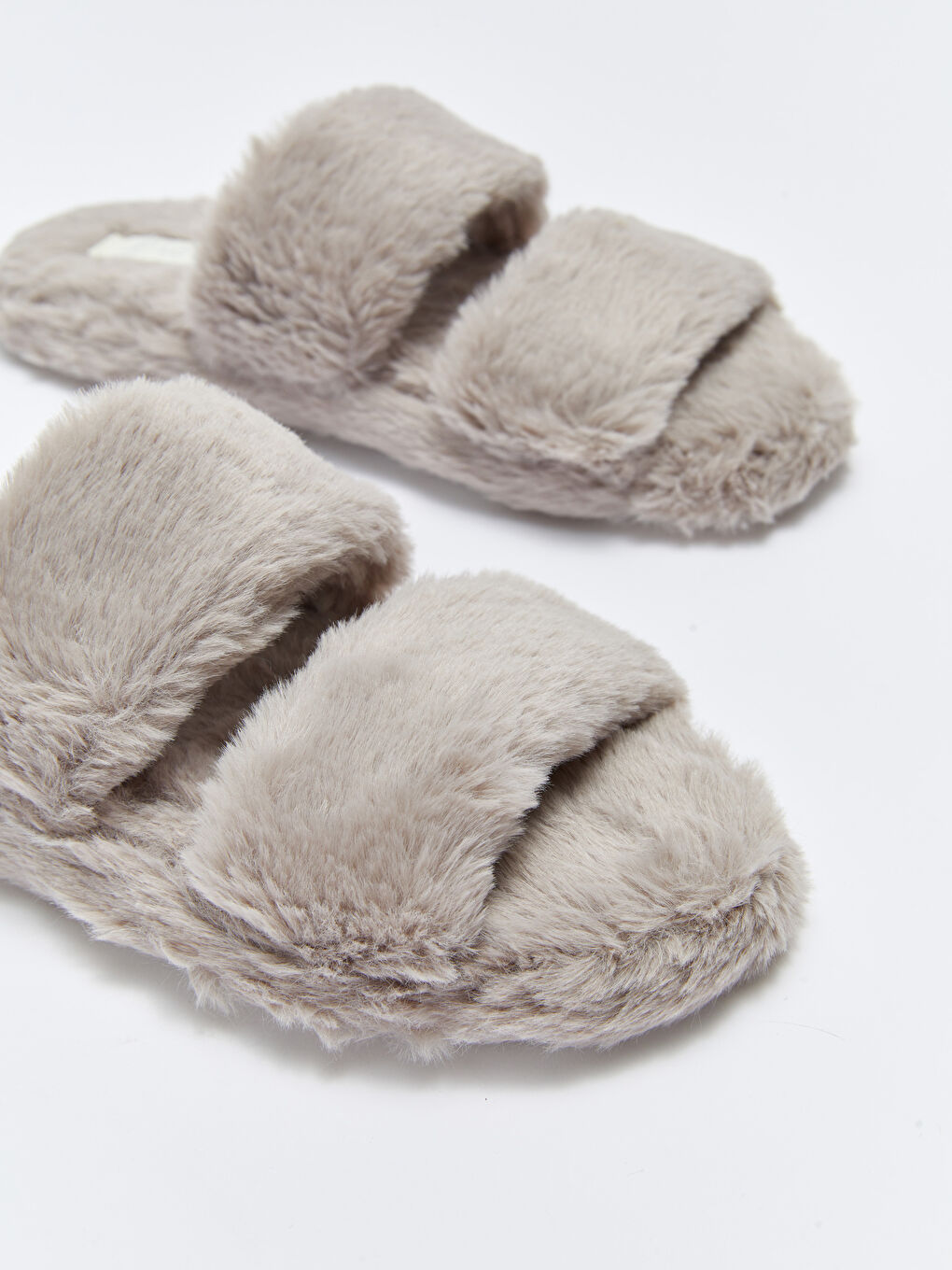 Pantoufles de Maison à Double Bande en Peluche pour Femmes-2