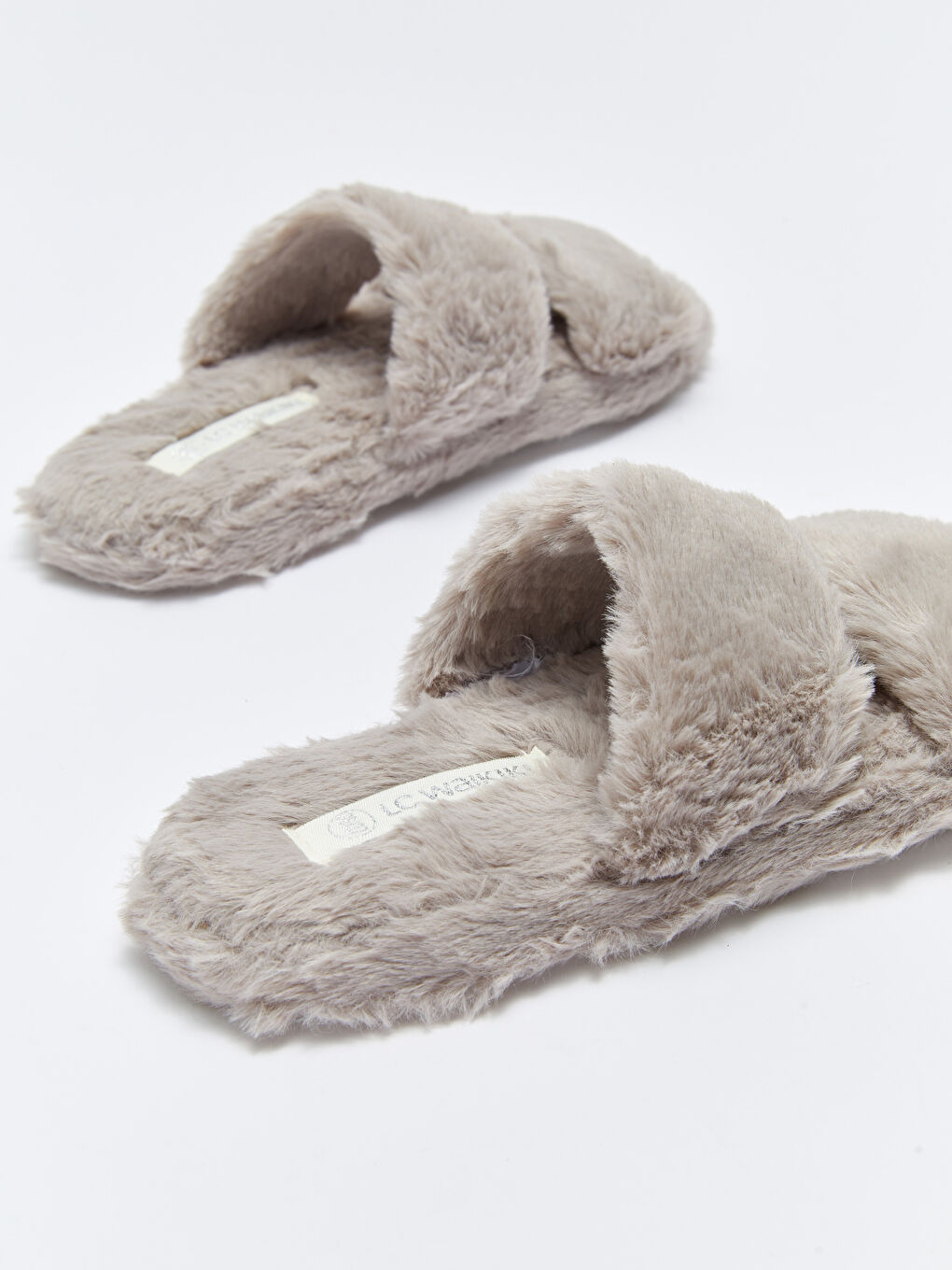 Pantoufles de Maison à Double Bande en Peluche pour Femmes-4