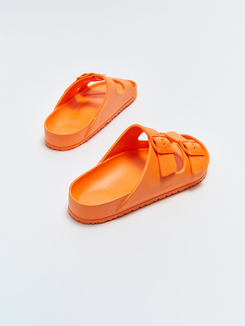 Double Band Buckle Detail Women's Slippers.-3