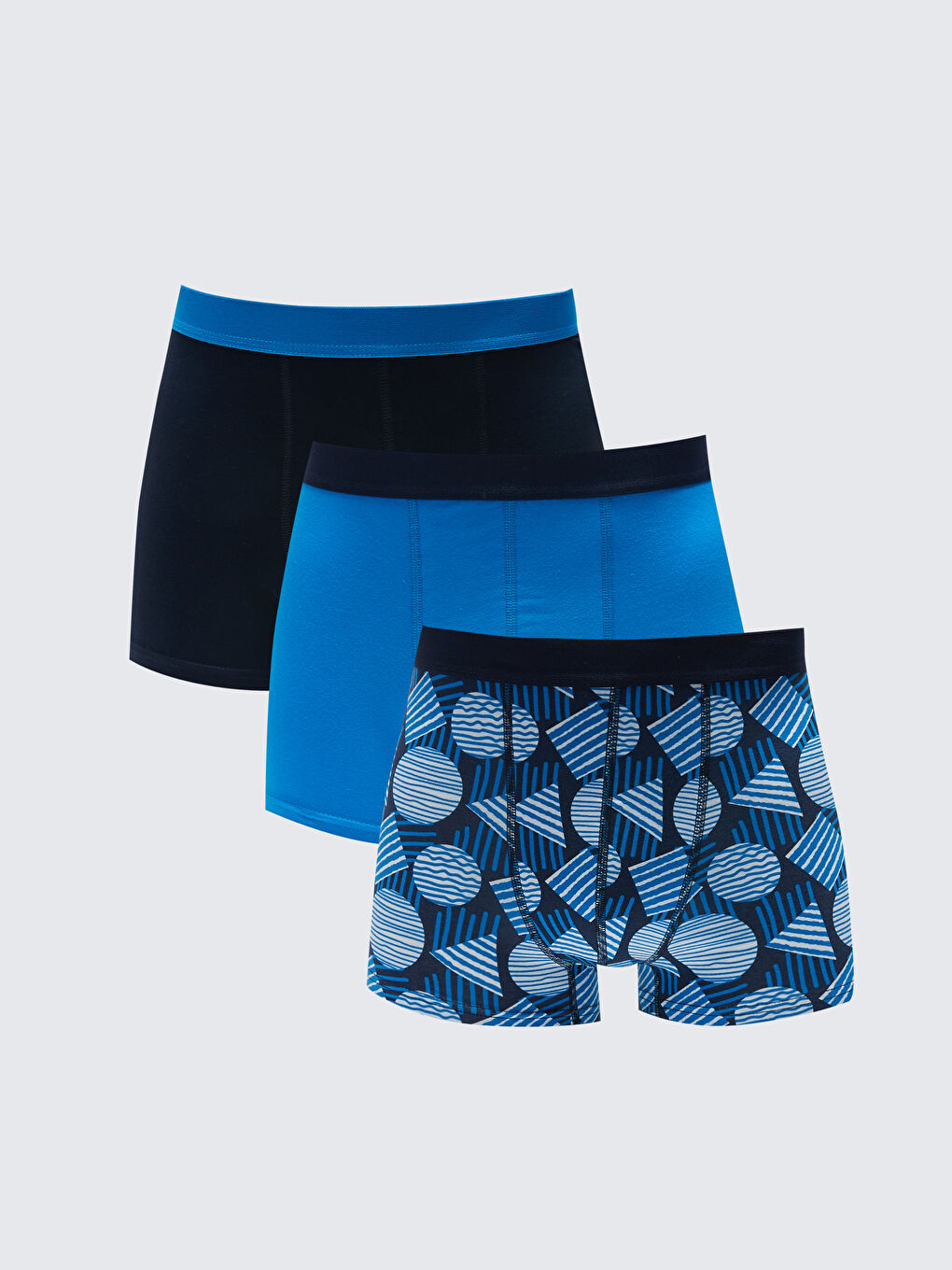 Lacivert Standart Kalıp Pamuklu Esnek Erkek Boxer 3'lü