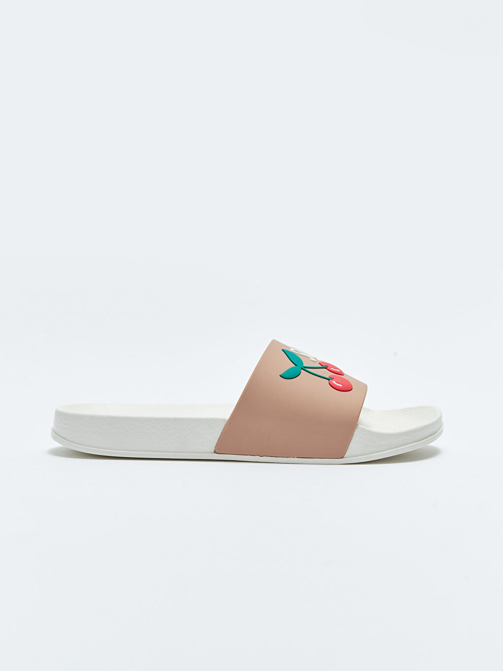 Beyaz Tek Bantlı Desenli Kadın Terlik-1