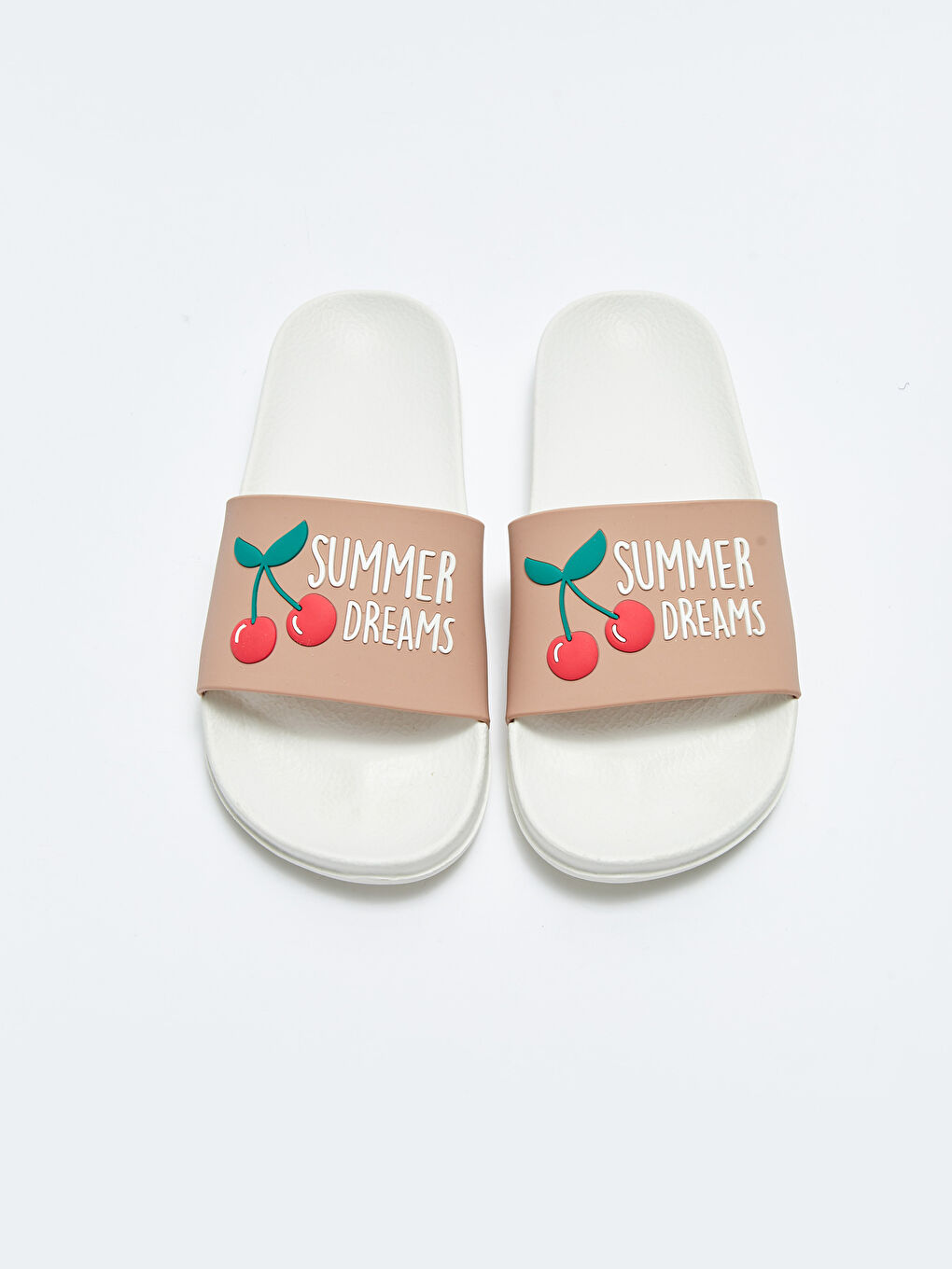 Beyaz Tek Bantlı Desenli Kadın Terlik-2