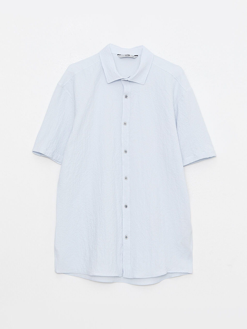 Mavi Rahat Kalıp Kısa Kollu Erkek Gömlek-5