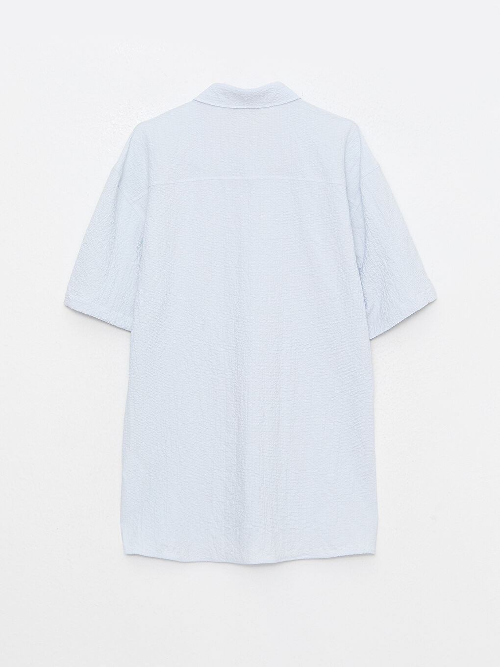 Mavi Rahat Kalıp Kısa Kollu Erkek Gömlek-6