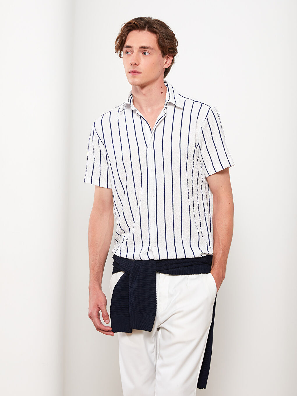 LCW Vision Relaxed Fit Short Sleeve Striped Men's Shirt -S33486Z8-KE8