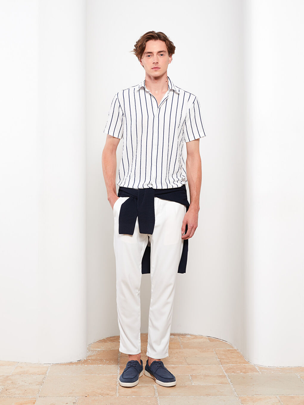LCW Vision Relaxed Fit Short Sleeve Striped Men's Shirt -S33486Z8-KE8