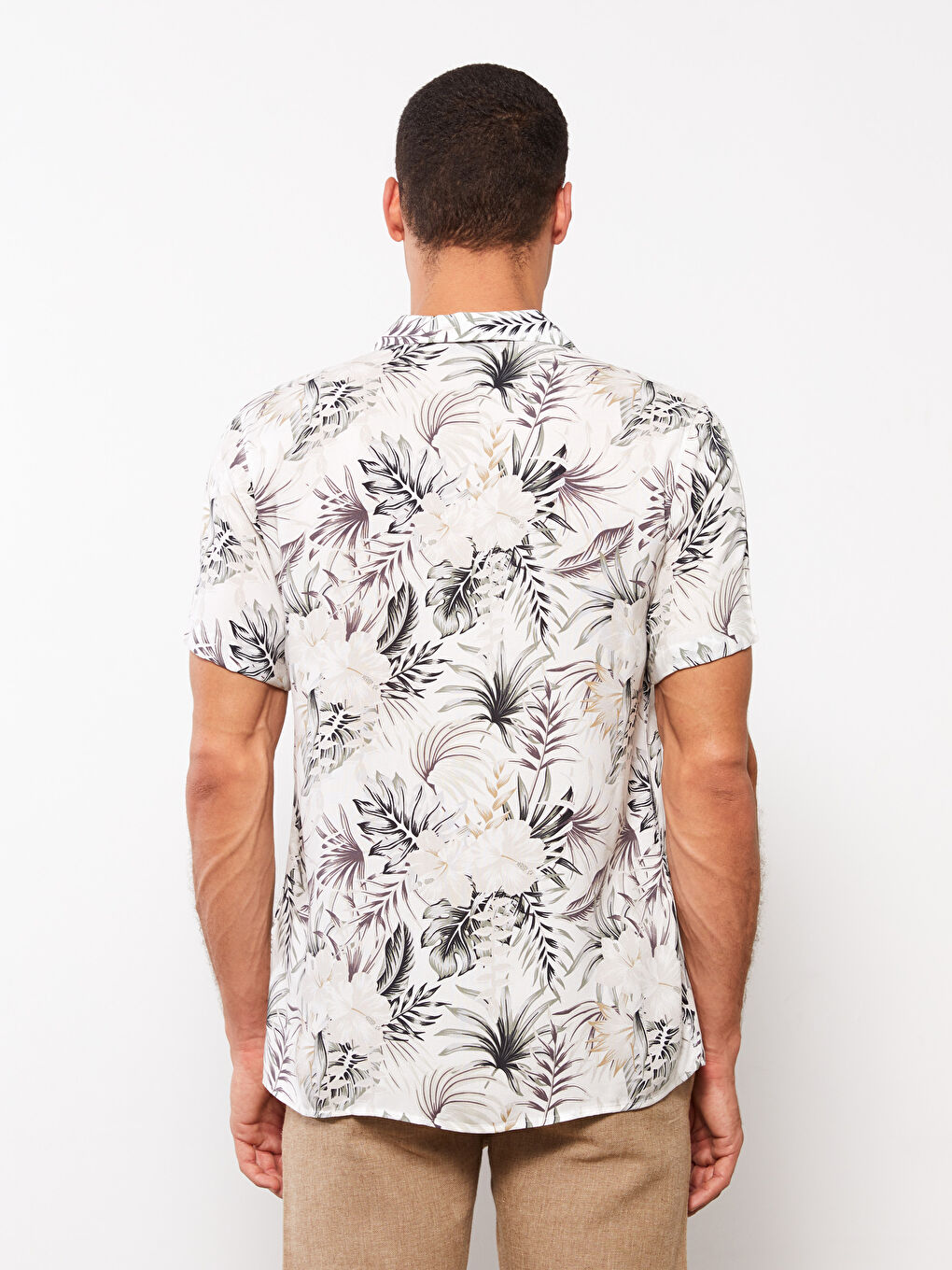 LCW Vision Loose Fit Short Sleeve Patterned Viscose Men's Shirt -S33488Z8-KE8