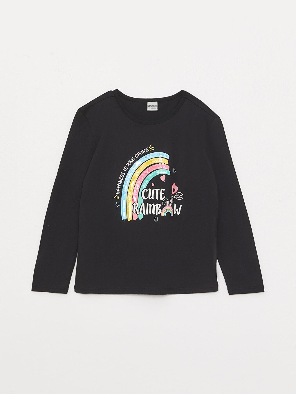 LCW Kids Crew Neck Printed Long Sleeve Girls' T-Shirt -S33491Z4-CVL