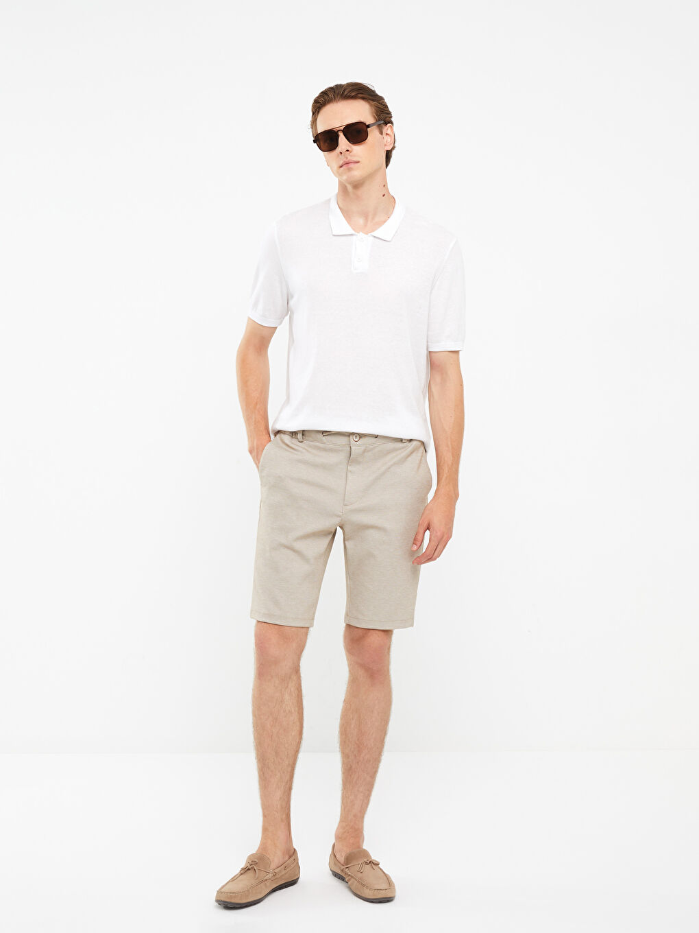 Slim Fit Binding Detail Men's Shorts -S33506Z8-CT2
