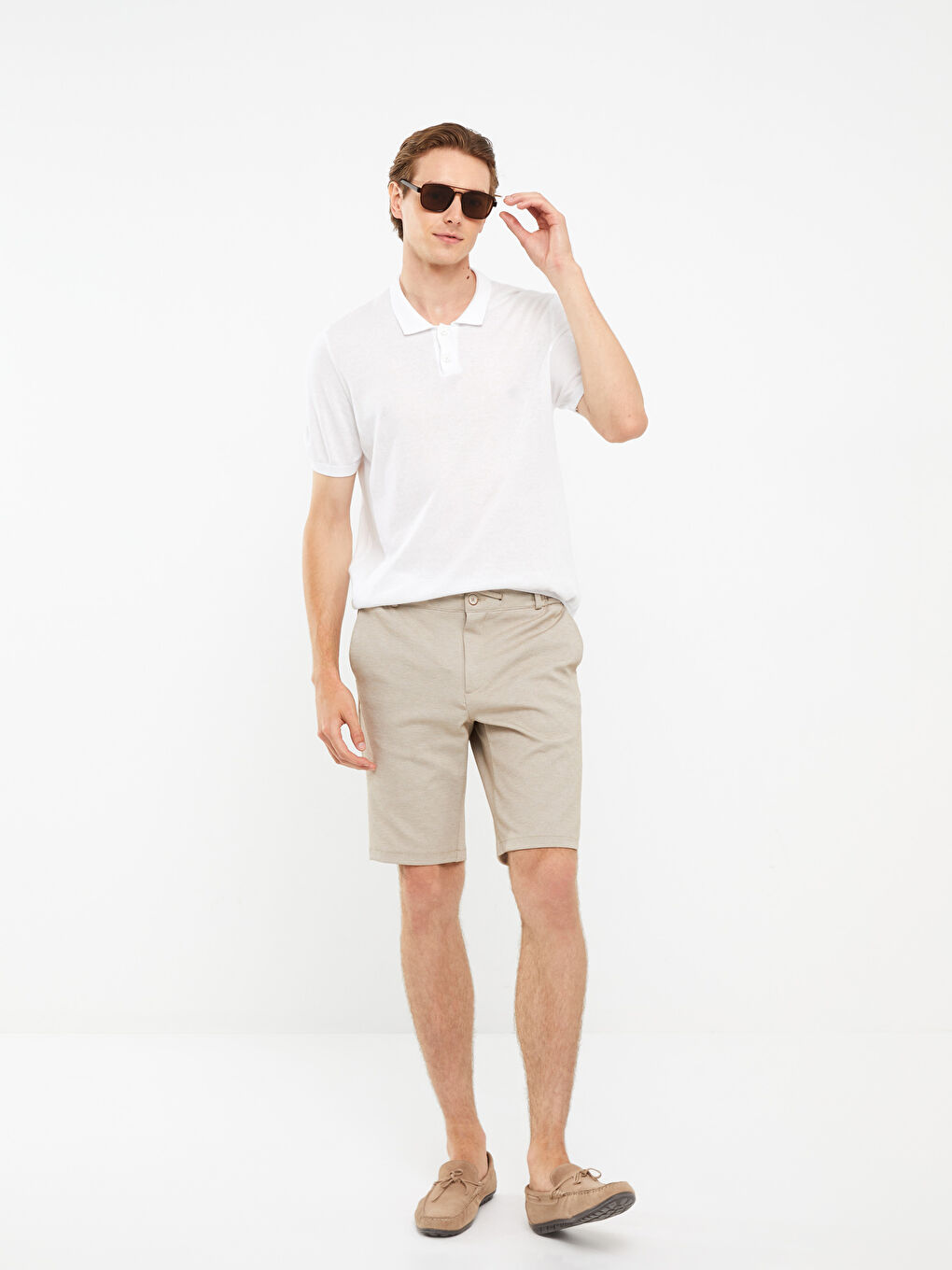 Slim Fit Binding Detail Men's Shorts -S33506Z8-CT2