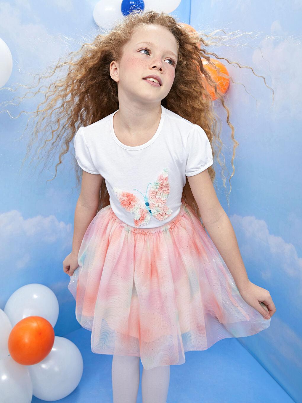 Crew Neck Embroidered Short Sleeve Girls' T-Shirt-1