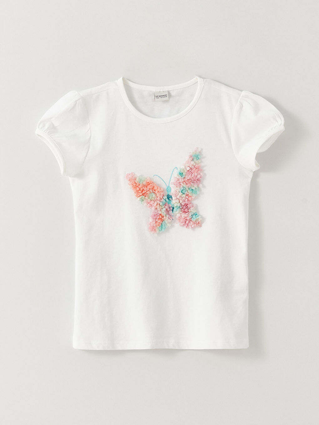 Crew Neck Embroidered Short Sleeve Girls' T-Shirt-4