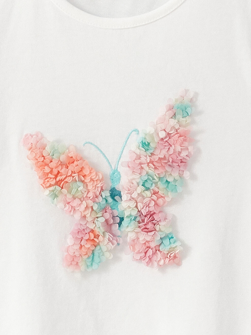 Crew Neck Embroidered Short Sleeve Girls' T-Shirt-8